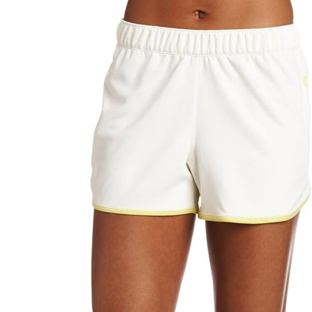 NWT 2XL 5” adidas Women's Varsity Reversible Cheer Shorts, White/Fresh Lemon